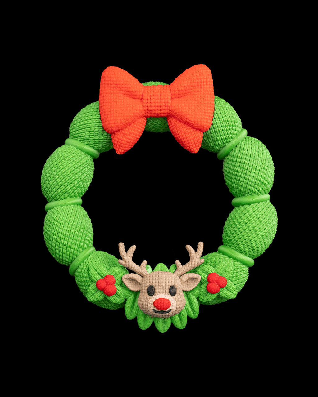 Rudolph Kapı Süsü – Örgü Dokulu Premium Yılbaşı Çelengi
