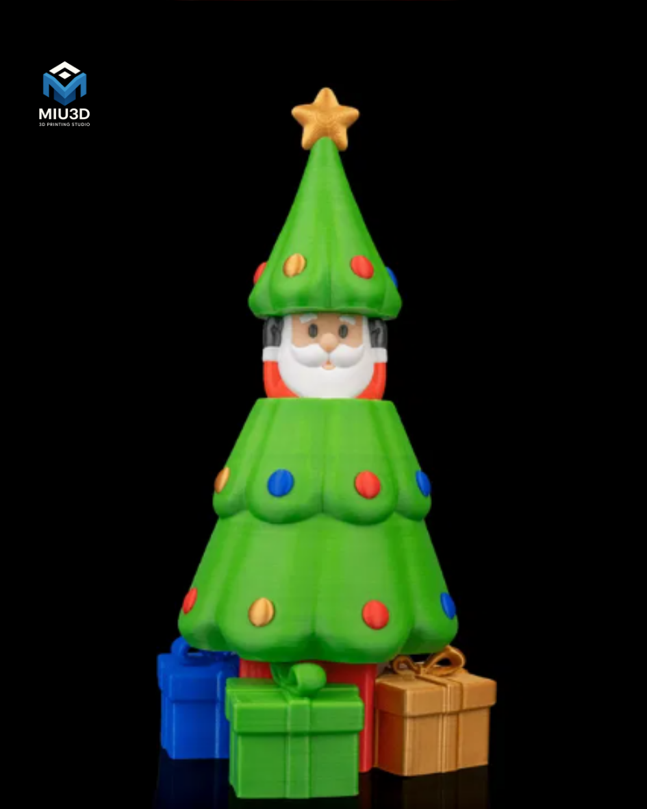 3D FİGUR NOEL AGAC ICINDE NOEL BABA